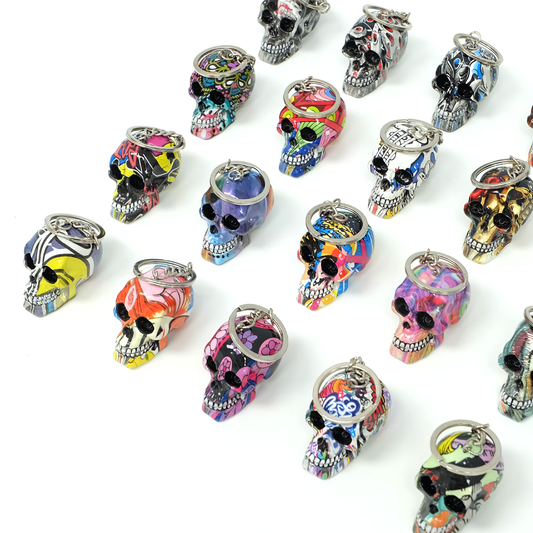 Resin With Water Transfer Printing Skull Key Chain-Assorted_0