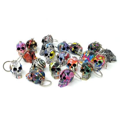 Resin With Water Transfer Printing Skull Key Chain-Assorted_11