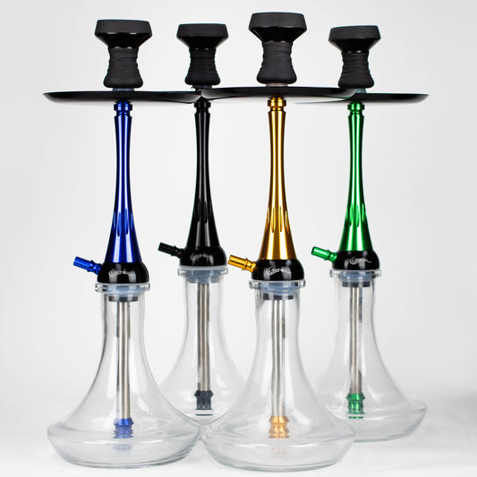 Genie | 22.5″ Aluminum Hookah with Diffuser,Tray, and Soft Touch Silicone Hose [SS-04]_0