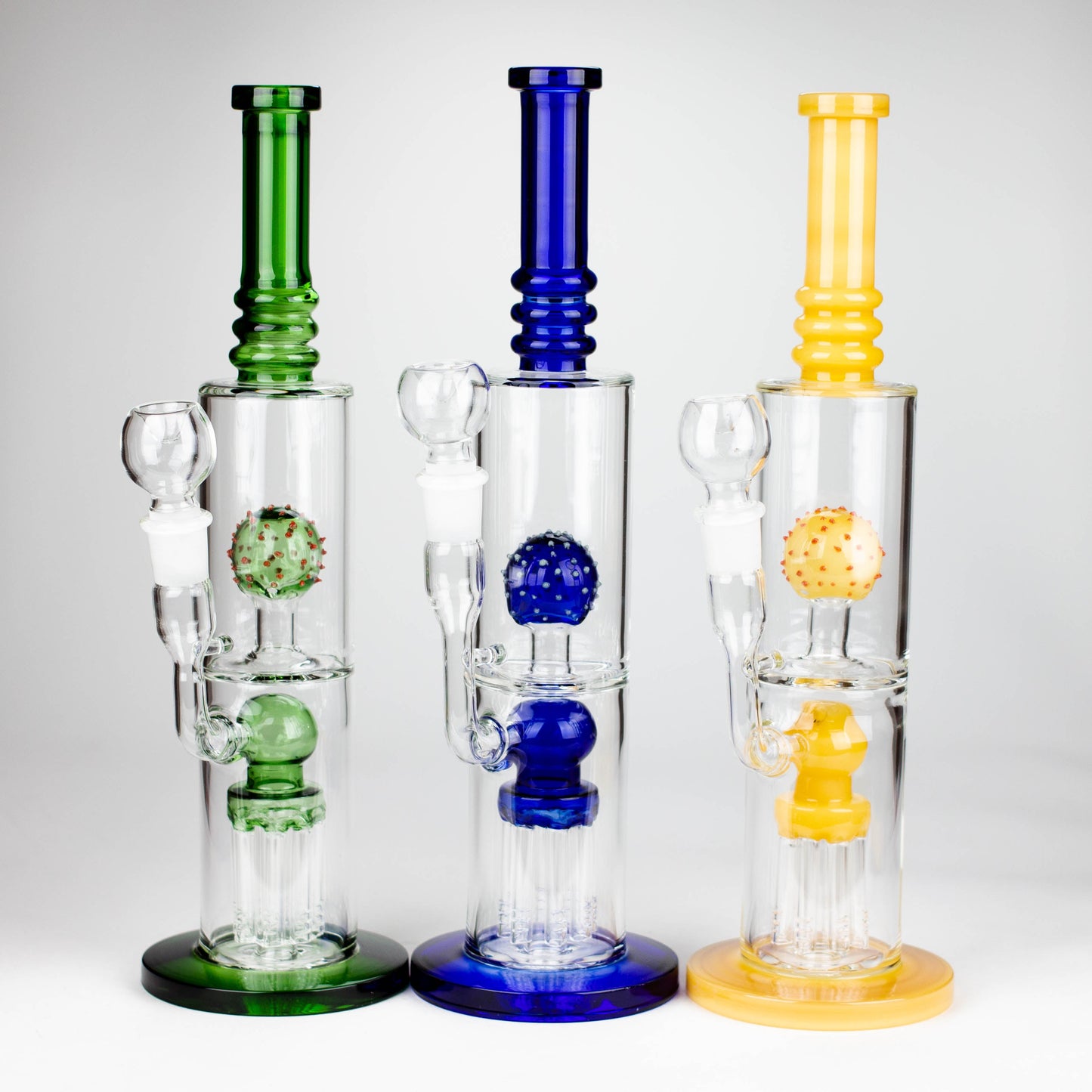 14" Color accented percolator glass bong with ball & Arm diffuser_0