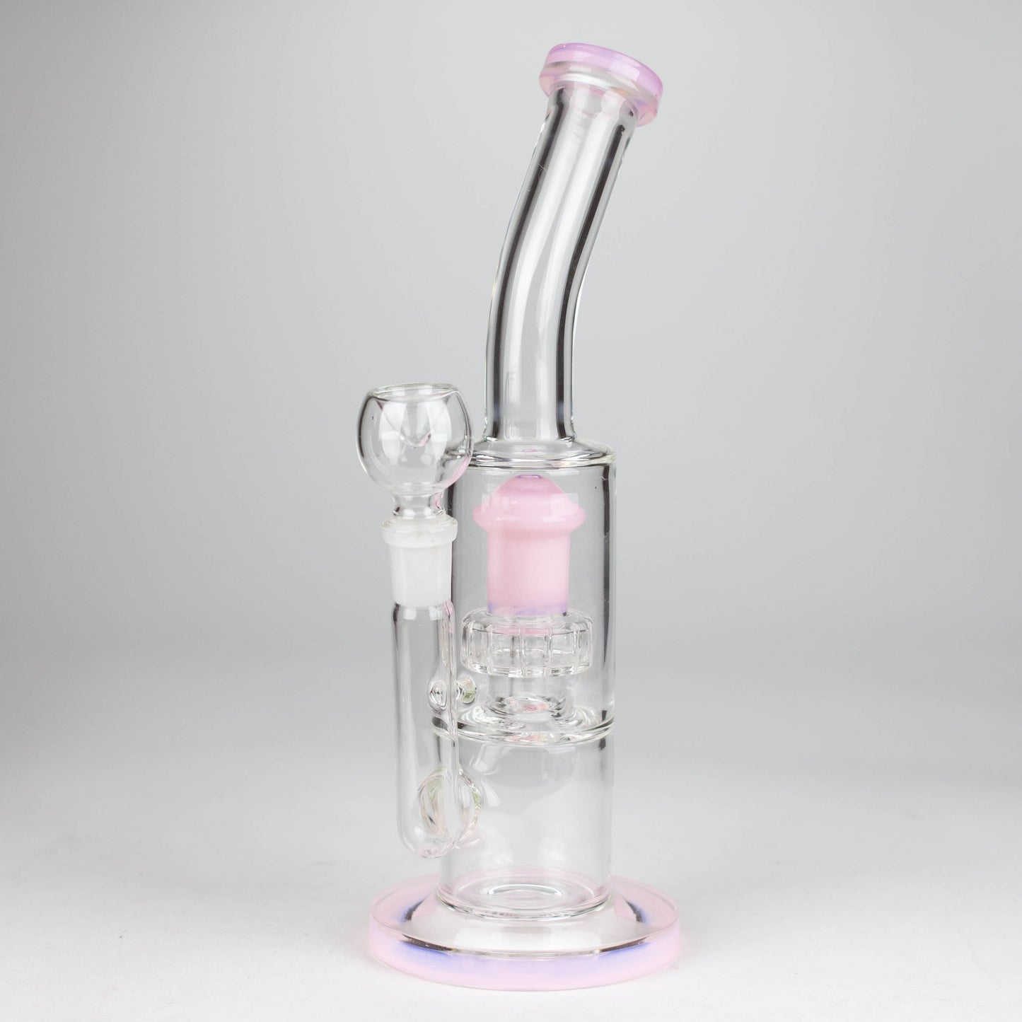 12" color accented bent neck glass bong_4