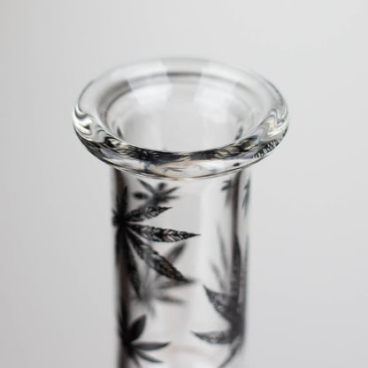 11" Rourd Shape Glass Bong With Leaf Design_9