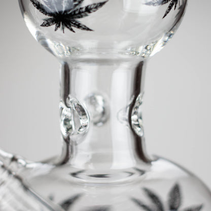 11" Rourd Shape Glass Bong With Leaf Design_11