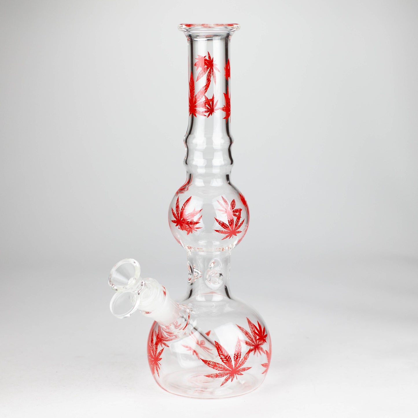 11" Rourd Shape Glass Bong With Leaf Design_6