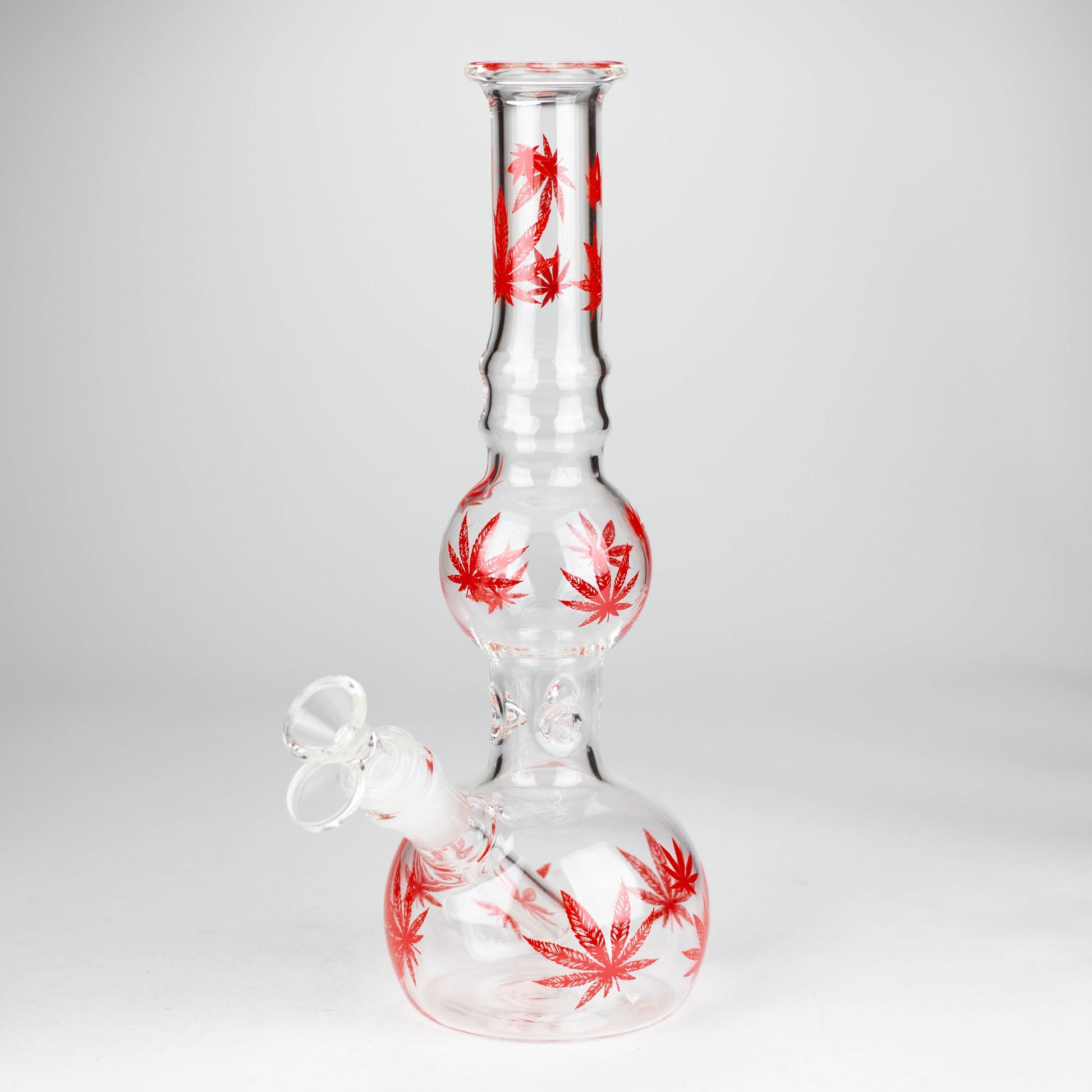 11" Rourd Shape Glass Bong With Leaf Design_6