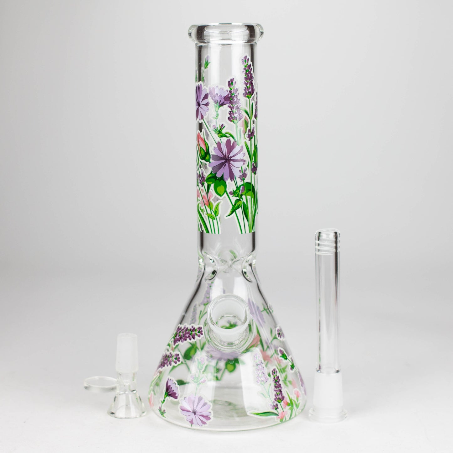 10" Glow in the dark Glass Bong With Flower Design_11