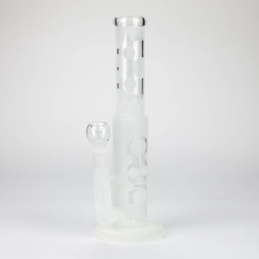 14" Glow in the dark straight tube glass bong with honey comb diffuser_0