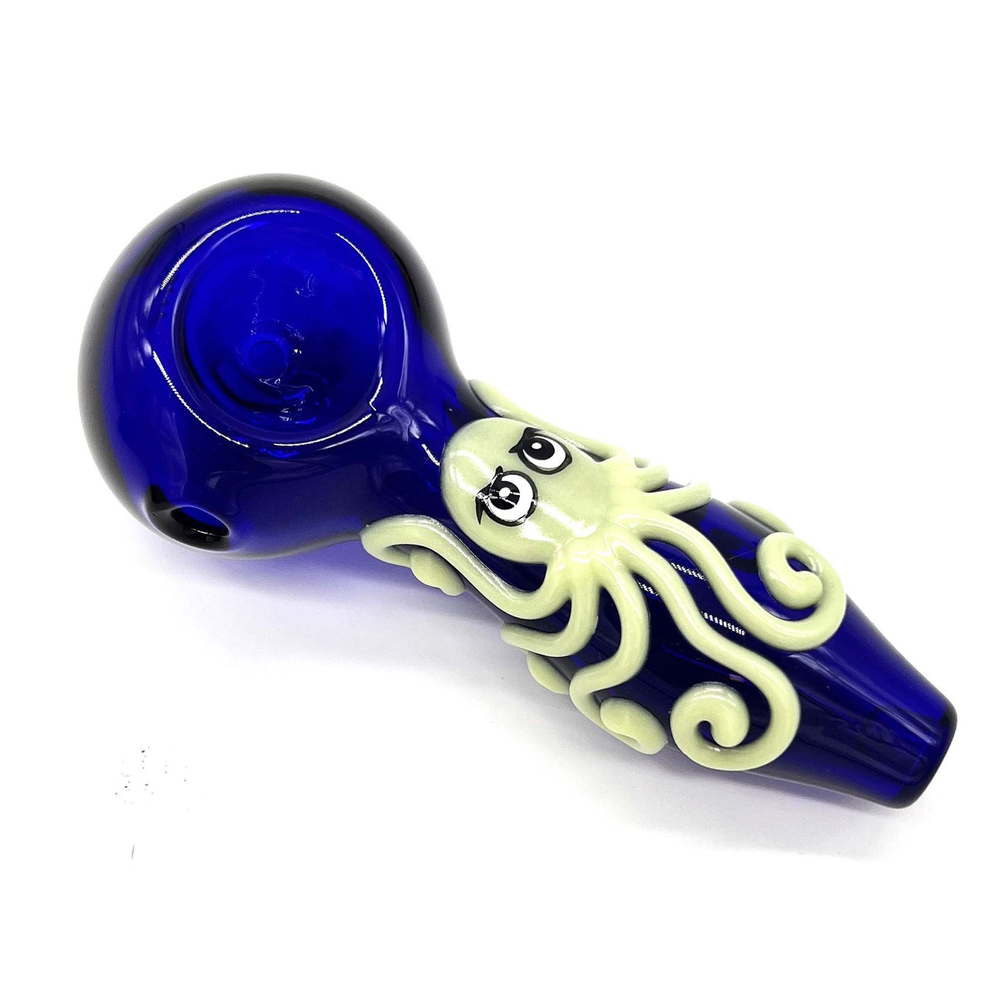 Octopus Glow In The Dark Glass Smoking Spoon Hand Pipe_5