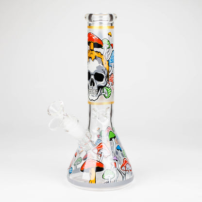 10" Glow in the dark Glass Bong With  Mushroom Skull  Design_14