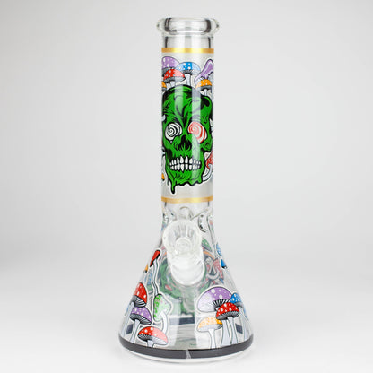 10" Glow in the dark Glass Bong With  Mushroom Skull  Design_12