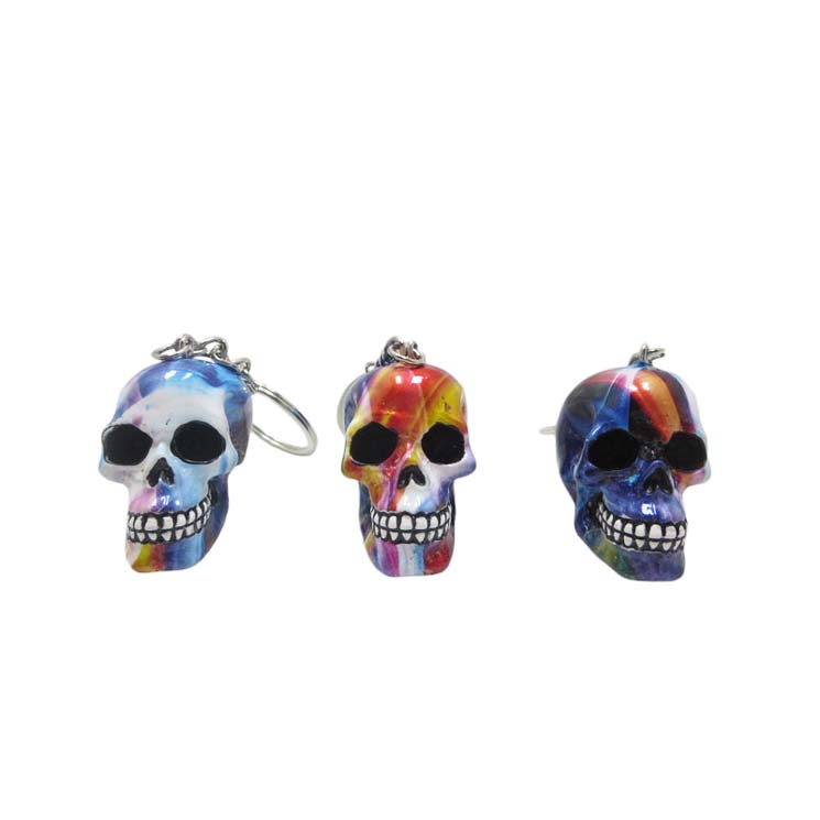 Resin With Water Transfer Printing Skull Key Chain-Assorted_6