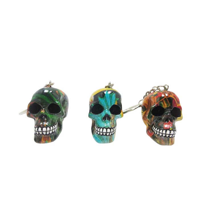 Resin With Water Transfer Printing Skull Key Chain-Assorted_9