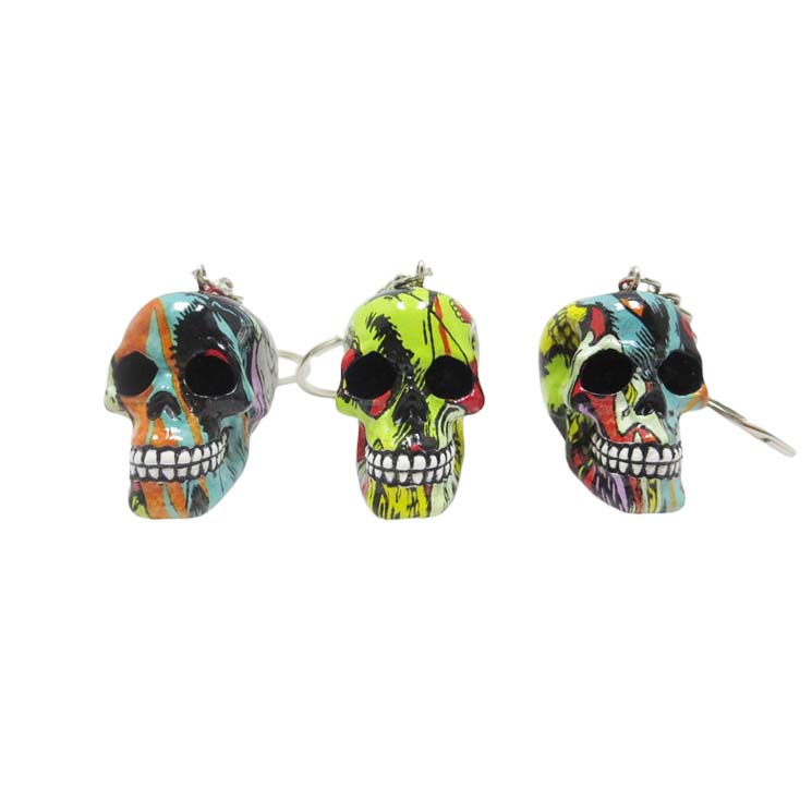 Resin With Water Transfer Printing Skull Key Chain-Assorted_2