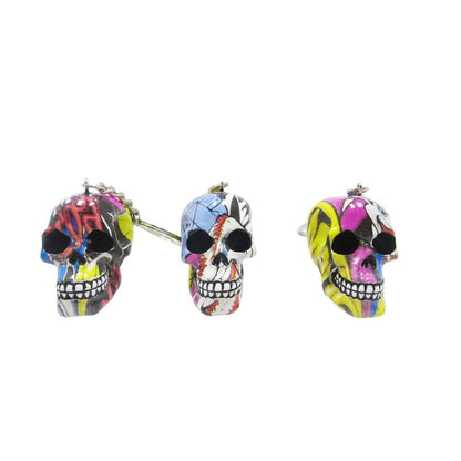 Resin With Water Transfer Printing Skull Key Chain-Assorted_1