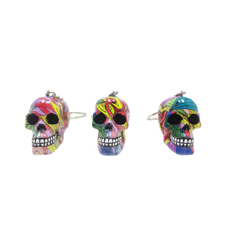 Resin With Water Transfer Printing Skull Key Chain-Assorted_21