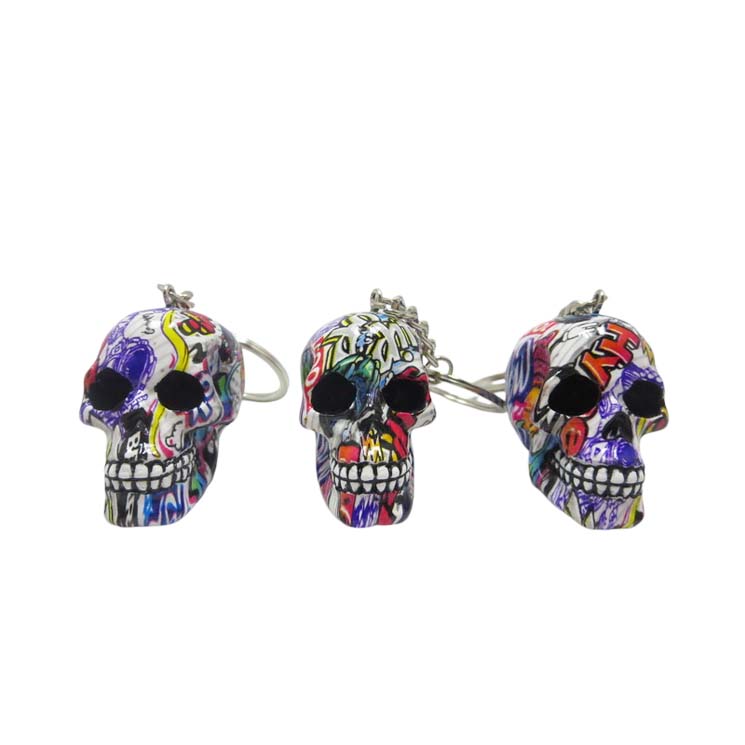 Resin With Water Transfer Printing Skull Key Chain-Assorted_18