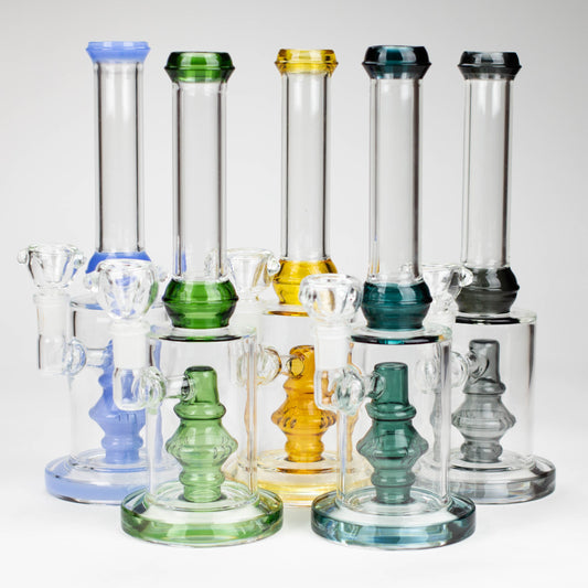 10" color accented glass water bong with diffuser_0