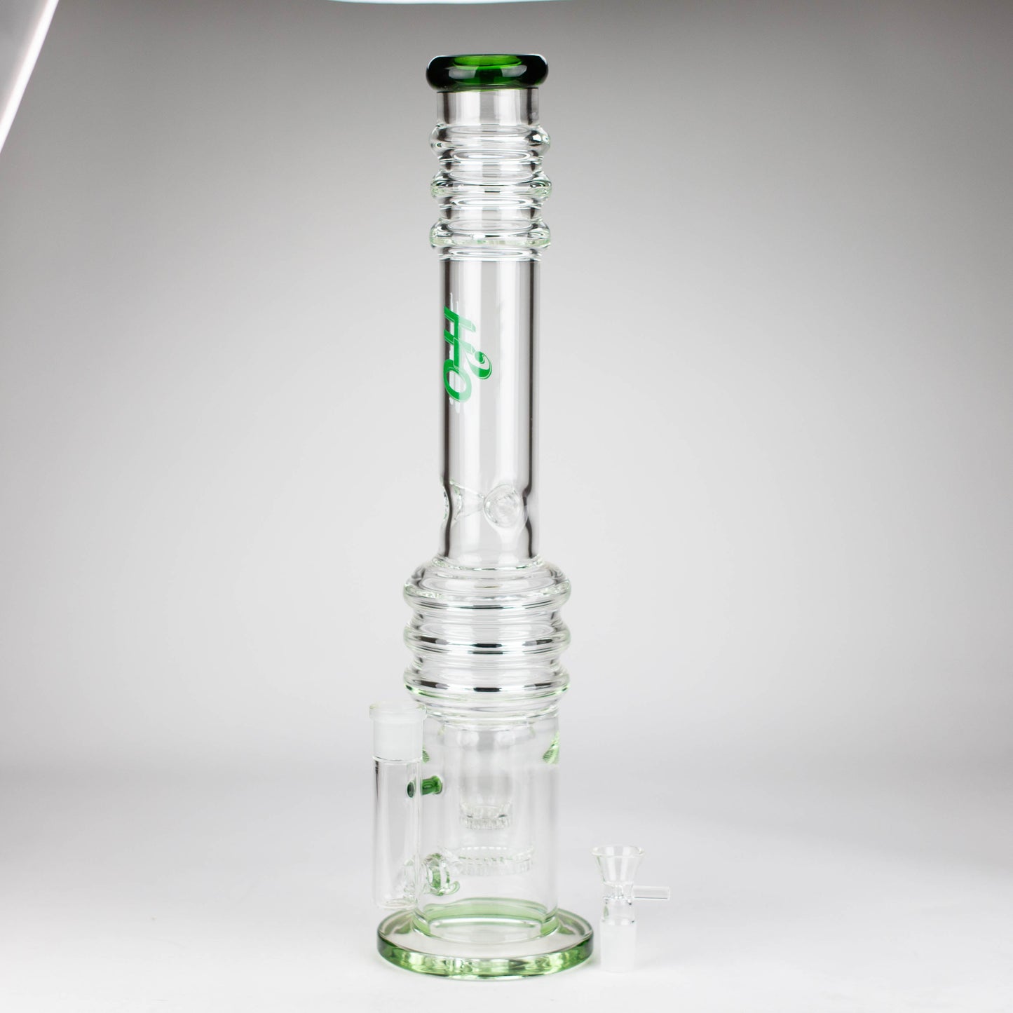 H2O | 18" 7mm glass bong with double layer honeycomb [H2O-5015]_2