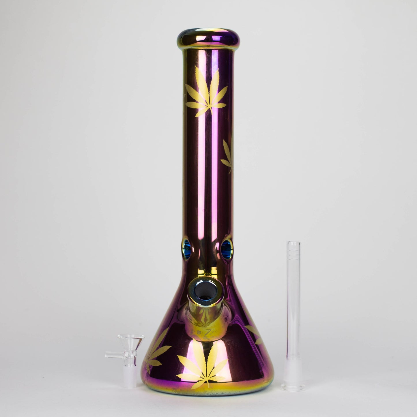 14" Leaf 7mm Glass Bong – Rainbow Oil Slick [AK080]_8