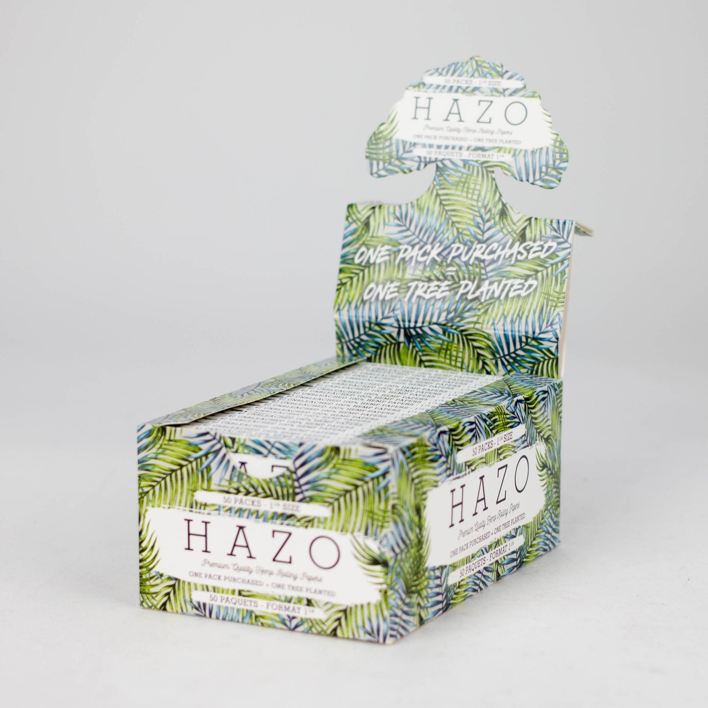 HAZO Hemp Rolling Papers | 1 1/4" - Full Display of 50x Booklets | Plants 50 Trees!_0