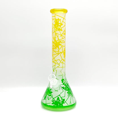 14" 5mm Abstract Design Beaker Glass Bong [LOT0072]_4