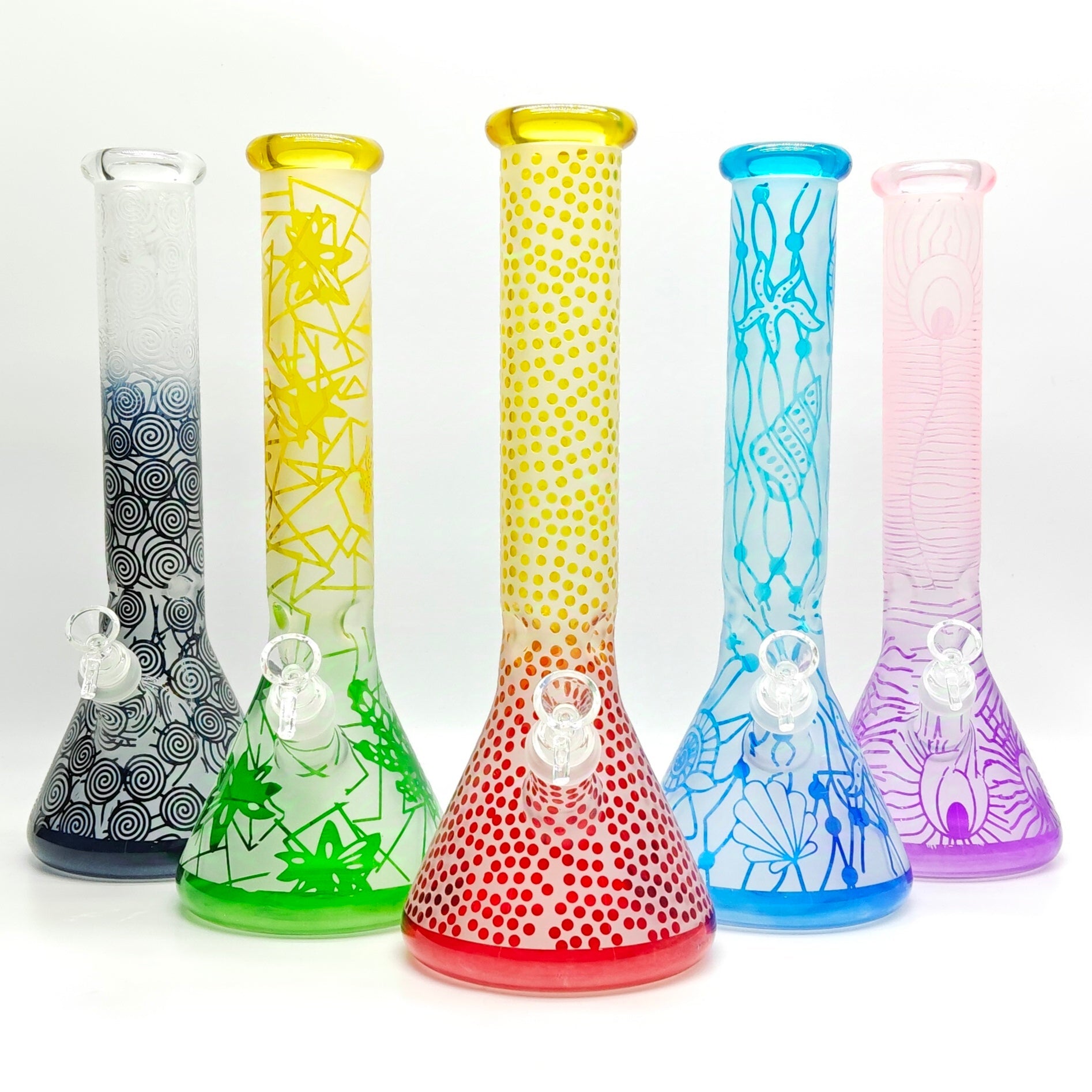 14" 5mm Abstract Design Beaker Glass Bong [LOT0072]_0