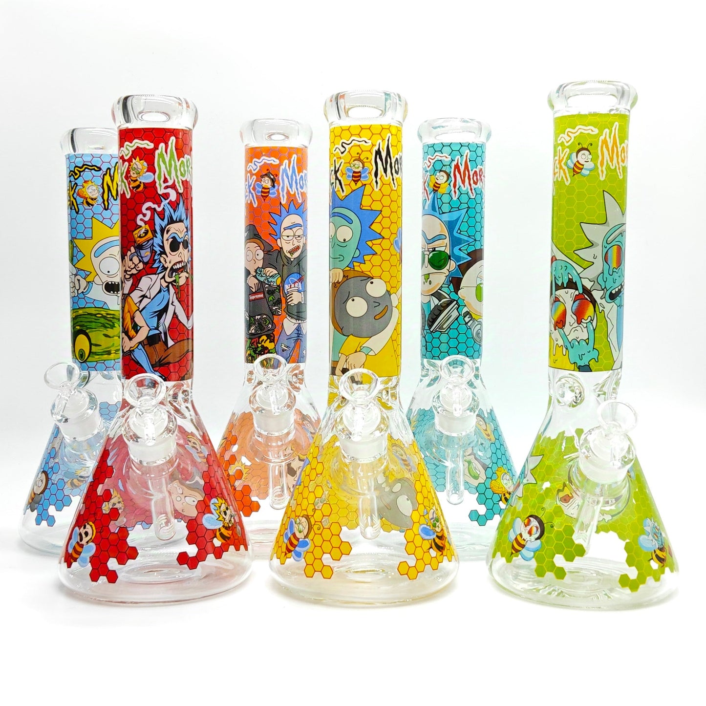 14" 7mm R&M Cartoon Beaker Glass Bong [P29]_0