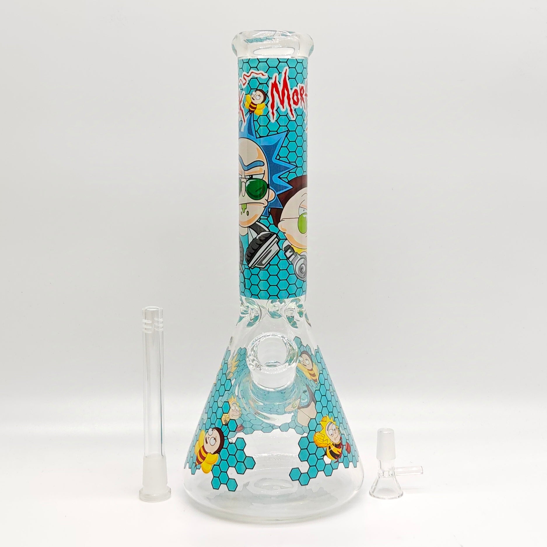 14" 7mm R&M Cartoon Beaker Glass Bong [P29]_11