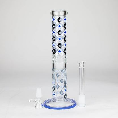 10" Color accented Staight Tube Glass Bong With Maple Leaf Design_3