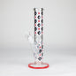 10" Color accented Staight Tube Glass Bong With Maple Leaf Design_7