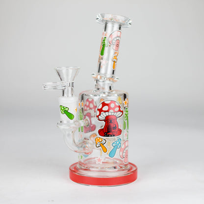 7" Color accented  Glass Bong With Perc- Mushroom Design_0