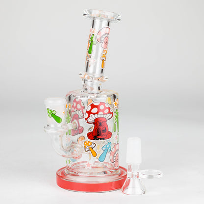 7" Color accented  Glass Bong With Perc- Mushroom Design_5