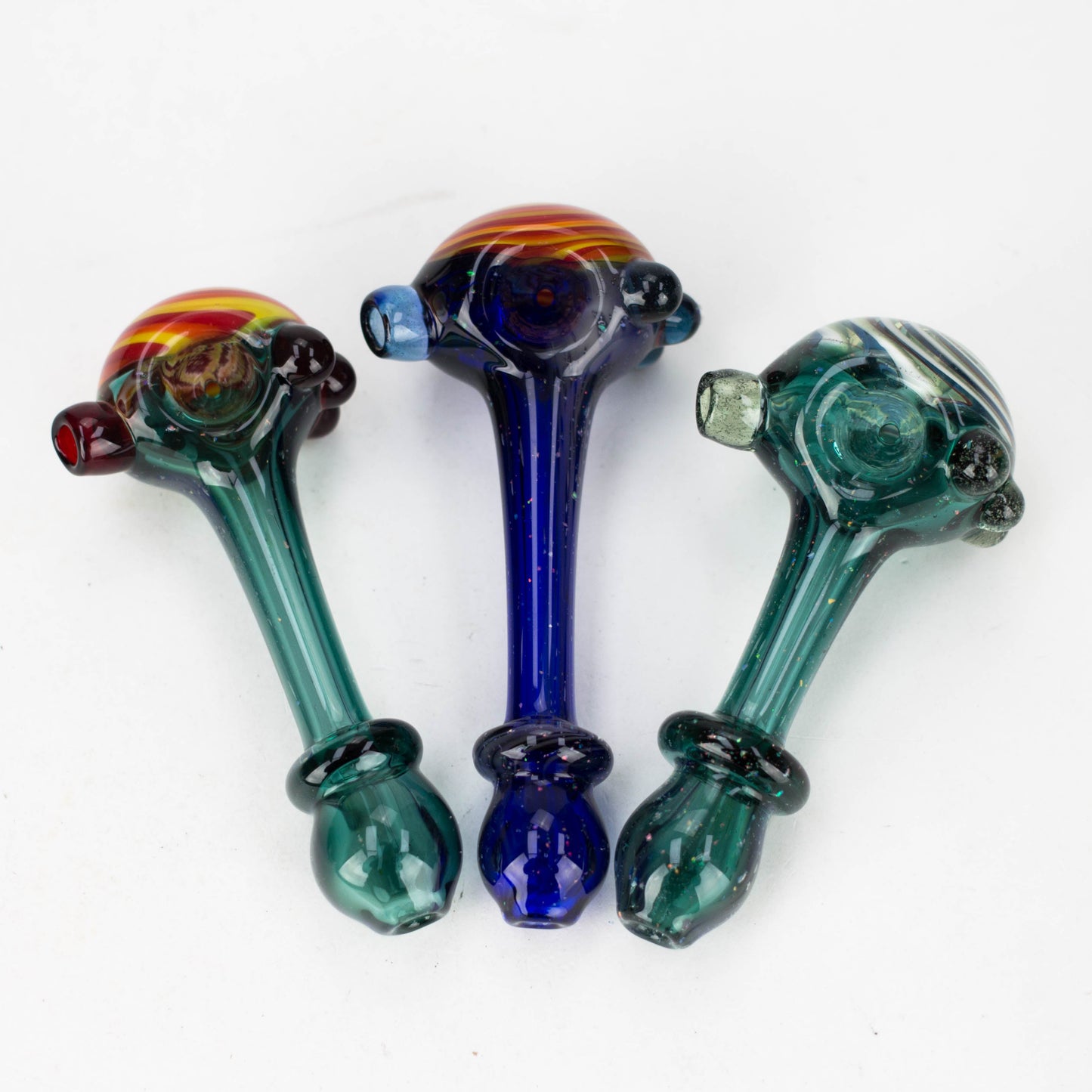 Shine Glassworks made in Canada | Crushed Opal Space fumed handpipe with spiral bowl_1