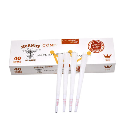 Hornet | Natural Unrefined King Size Pre Rolled Paper Cones Smoking White 40 Pack Cone_1