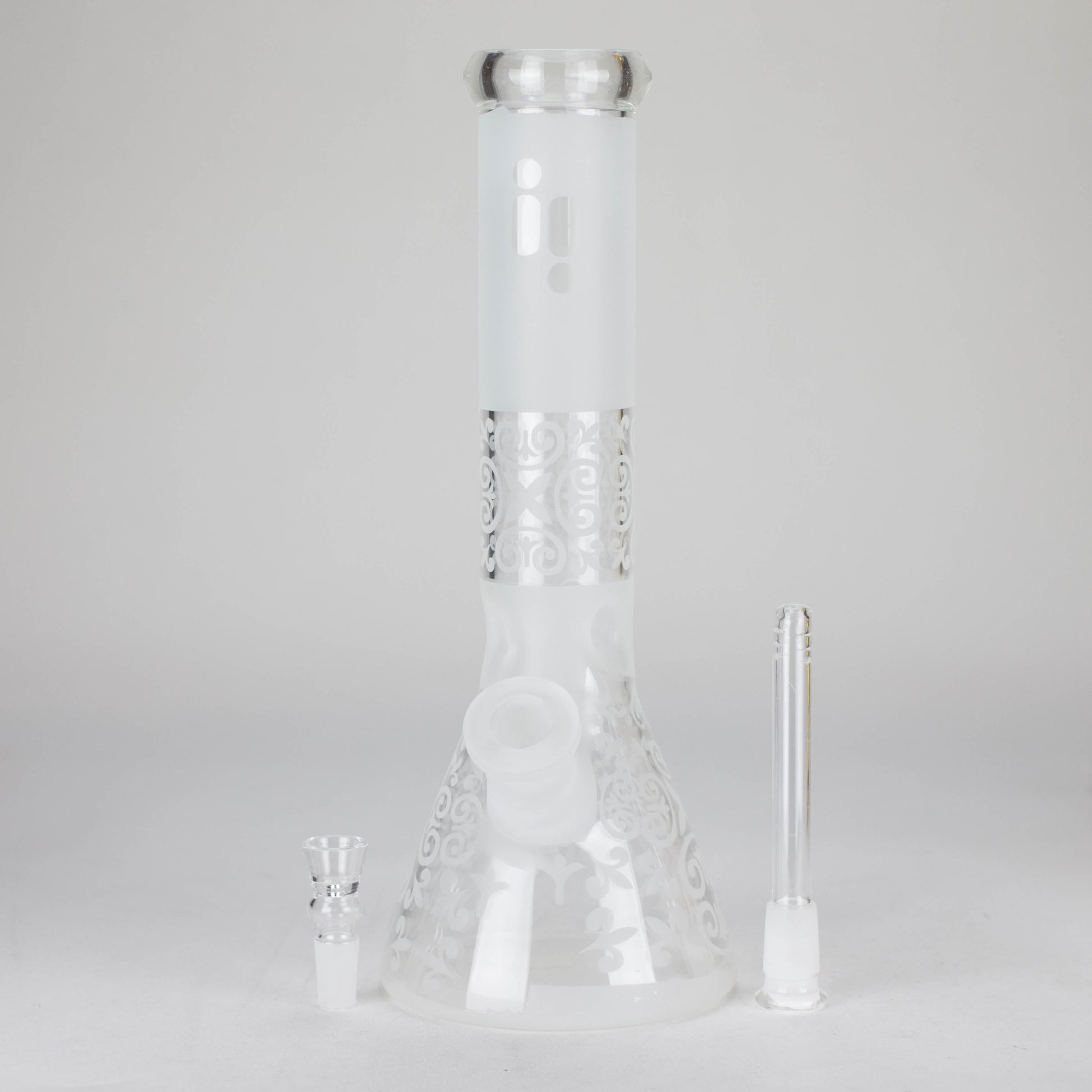 12" Frosted glass beaker water bong_7