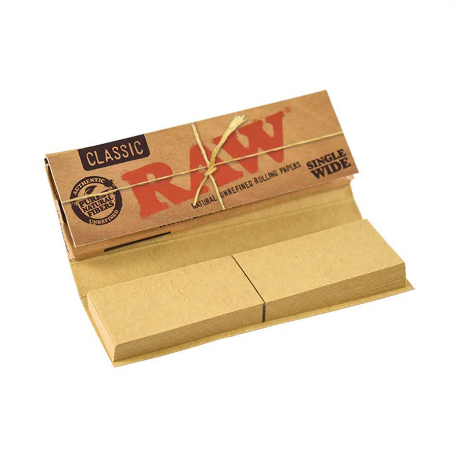 RAW | Classic Connoisseur Single wide Rolling Paper w/Tips_2