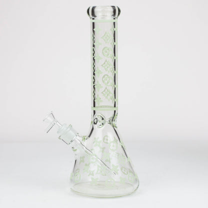14" Luxury Pattern glow in the dark / 7mm / glass beaker bong [CH-107]_2