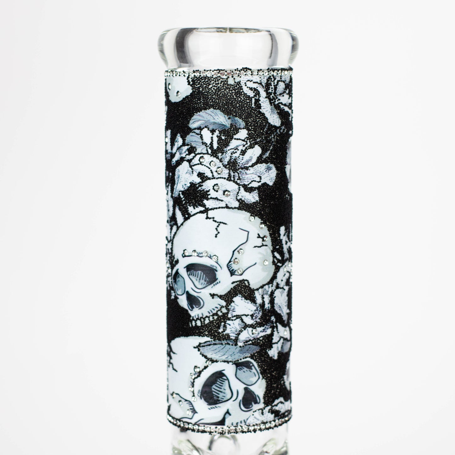 14" Graphic with cubic zirconia decor 7mm glass beaker water bong [AK32xx]_13