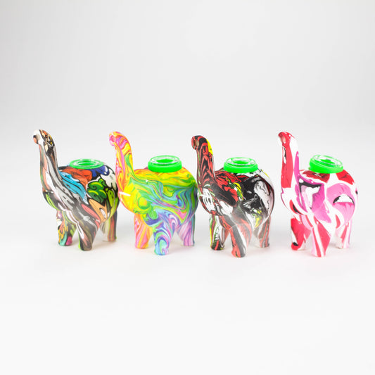 4.5" Assorted silicone elephant bubbler [QT002D]_0