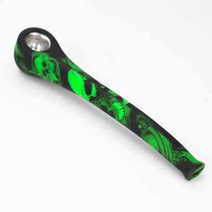 9" Silicone graphic hand pipe with metal bowl_17