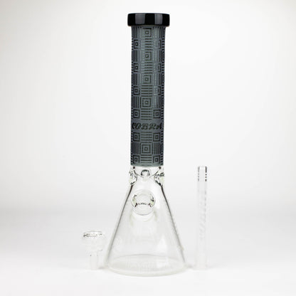 COBRA | 14" sandblasted geometric graphic 7 mm glass bong [YK06]_5