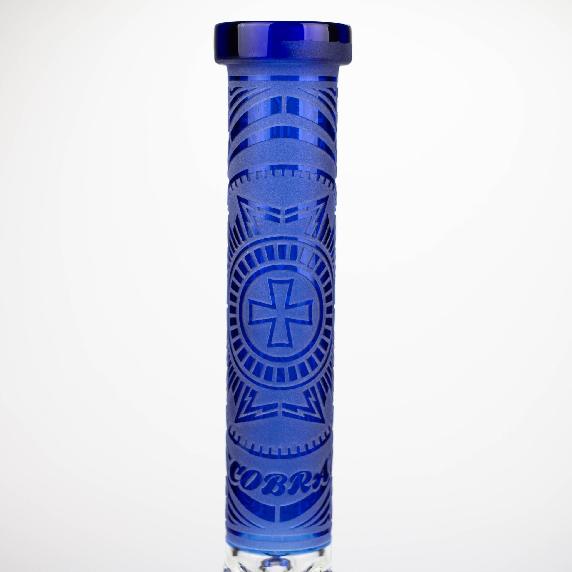 COBRA | 14" sandblasted geometric graphic 7 mm glass bong [YY03]_14