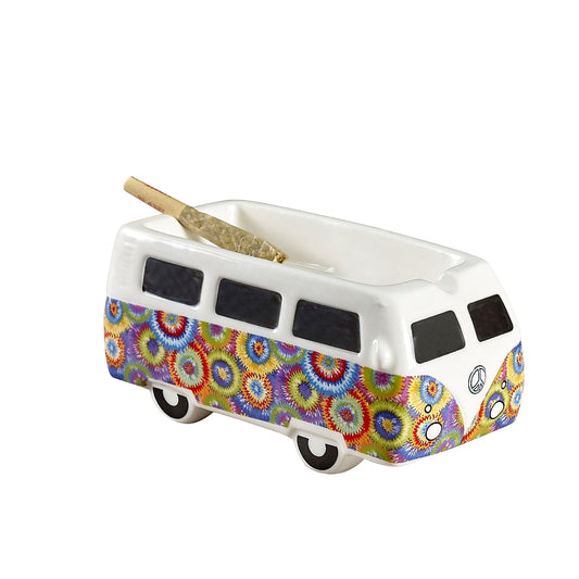 VINTAGE BUS ASHTRAY - COLORFUL FLOWER BURST DESIGN_0