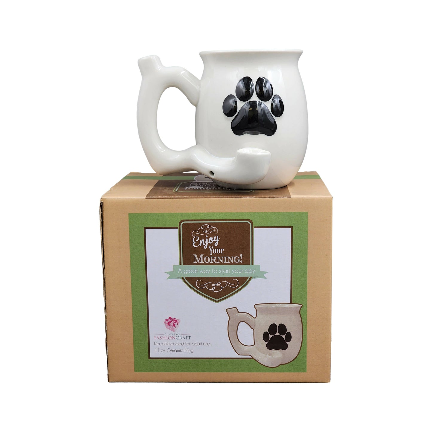 dog paw mug - white with black paw_3