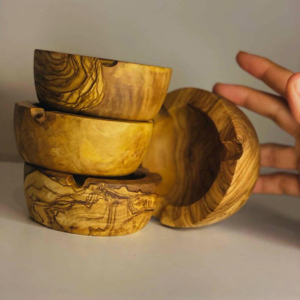 Olive Wood Ash Tray/Smoker's Gift_2